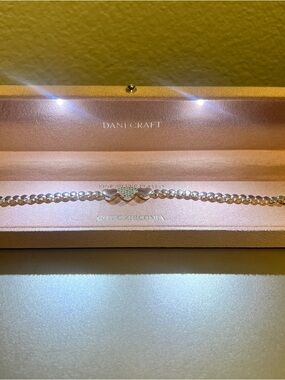 NEW Danecraft Cubic Zirconia Fine Silver Plated Hearts Beaded Bracelet